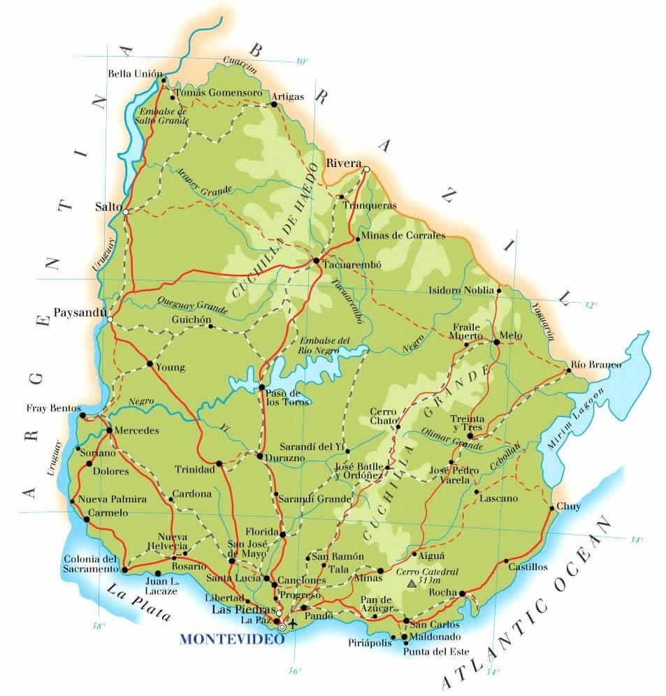 地図のウルグアイ地理学