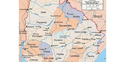 地図のウルグアイとのcitie