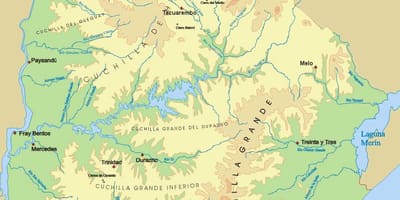 地図のウルグアイの物理